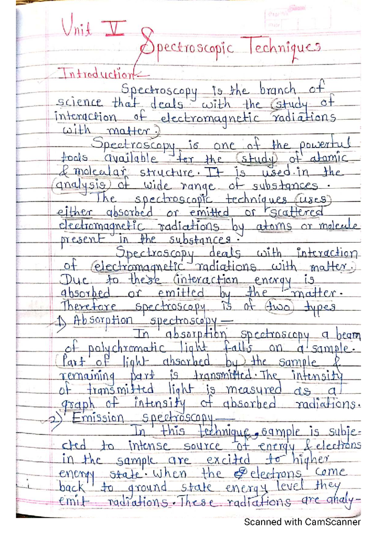Chemistry Unit 5: Spectroscopic Techniques Overview - Studocu