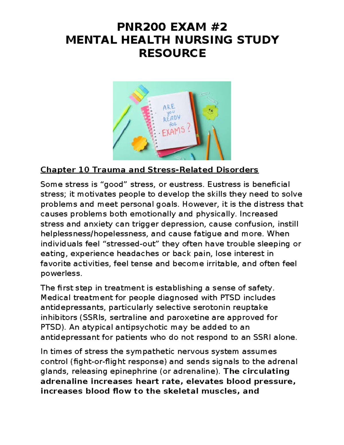 PN MH Exam 2 Study Guide - MENTAL HEALTH NURSING STUDY RESOURCE Chapter ...
