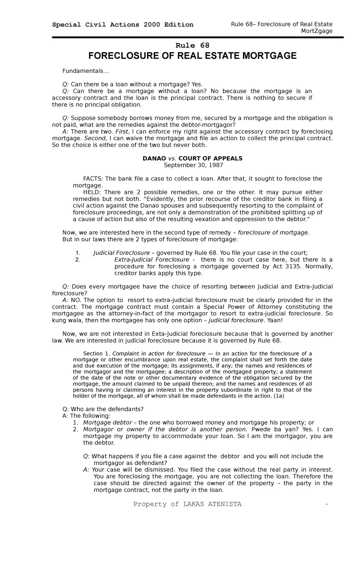 Civil Procedure Rule 68: Foreclosure of Real Estate Mortgage Insights ...