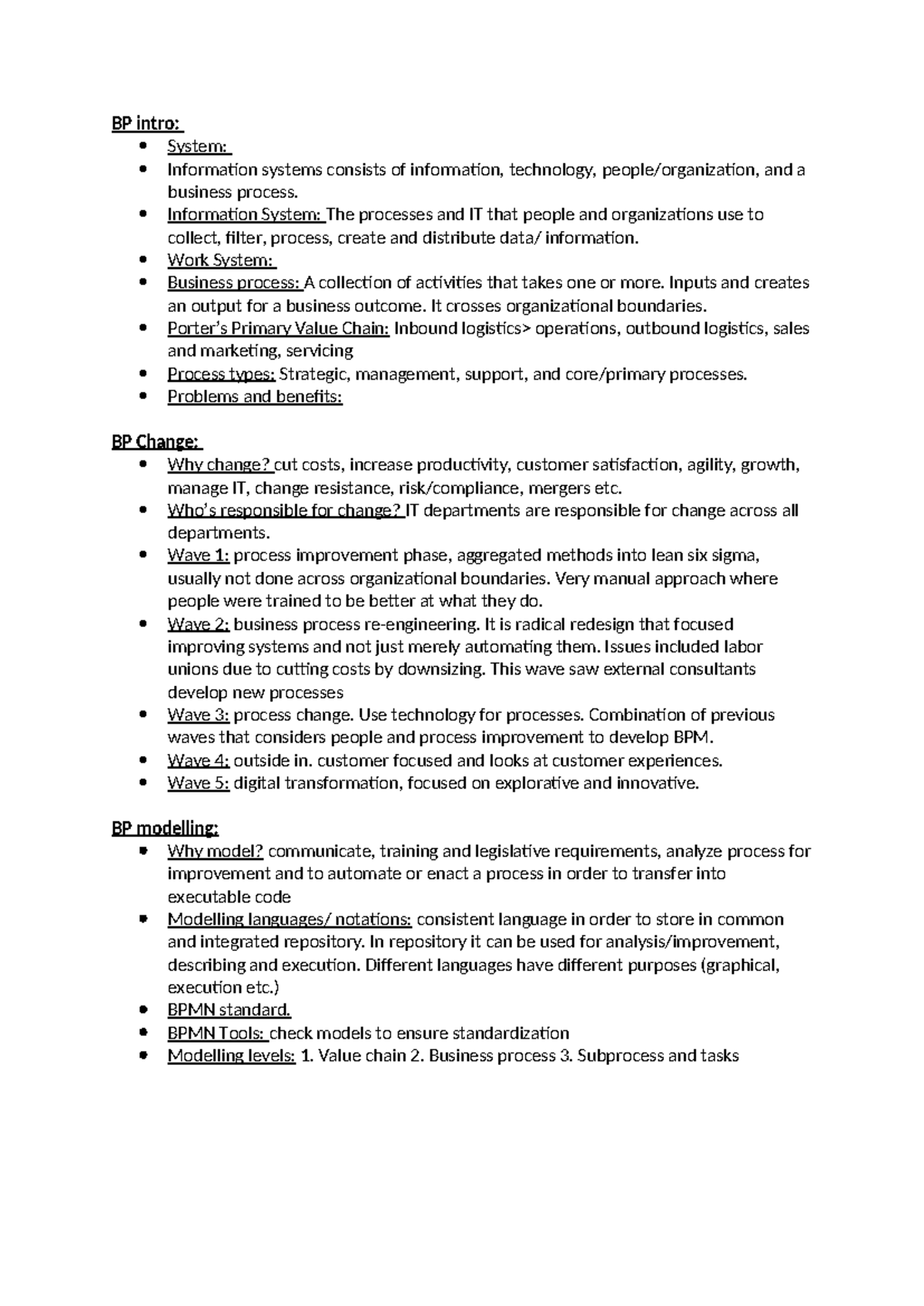 INF3012S Business Process Management & ERP Overview Notes - Studocu