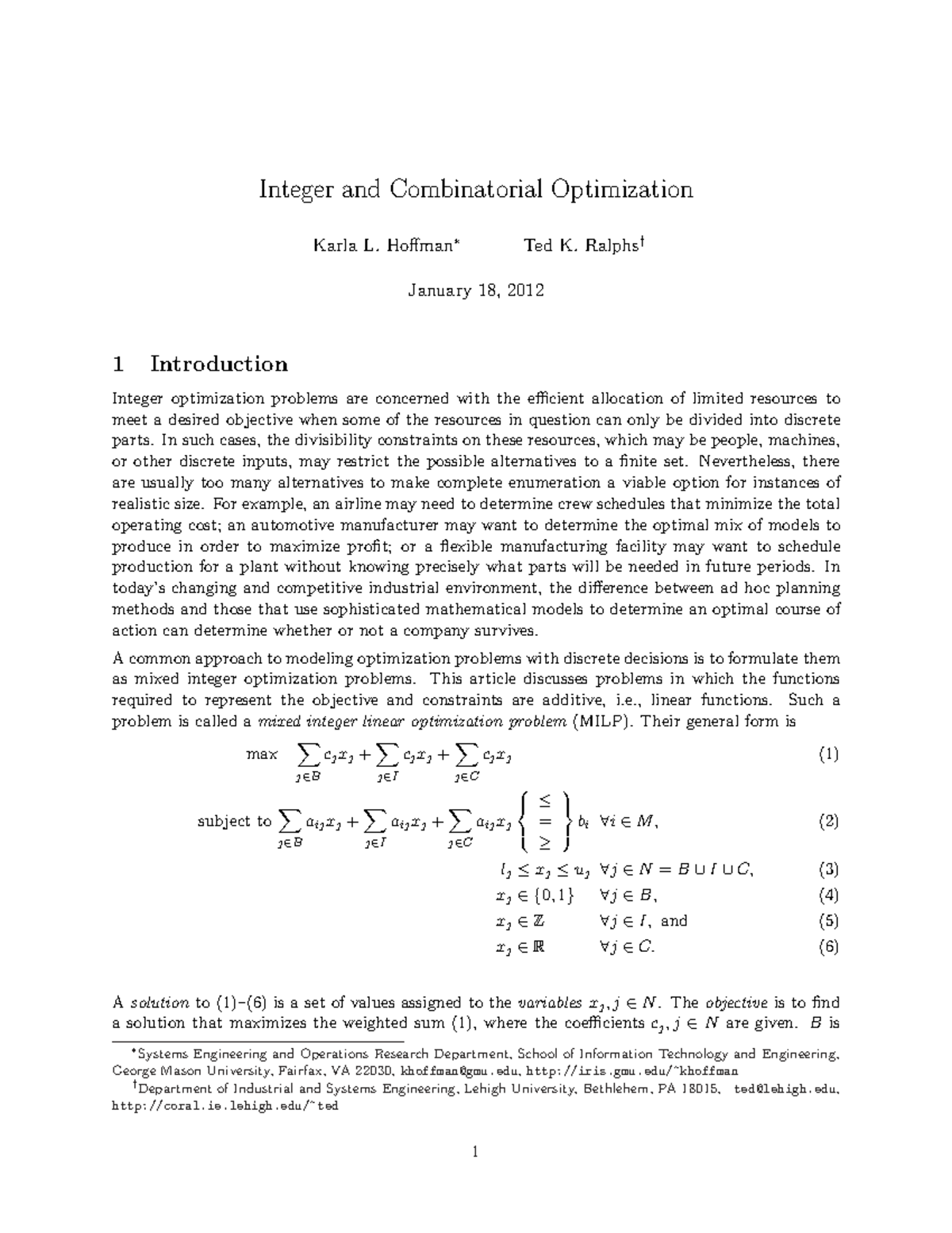 Course book - Integer and Combinatorial Optimization - Integer and ...
