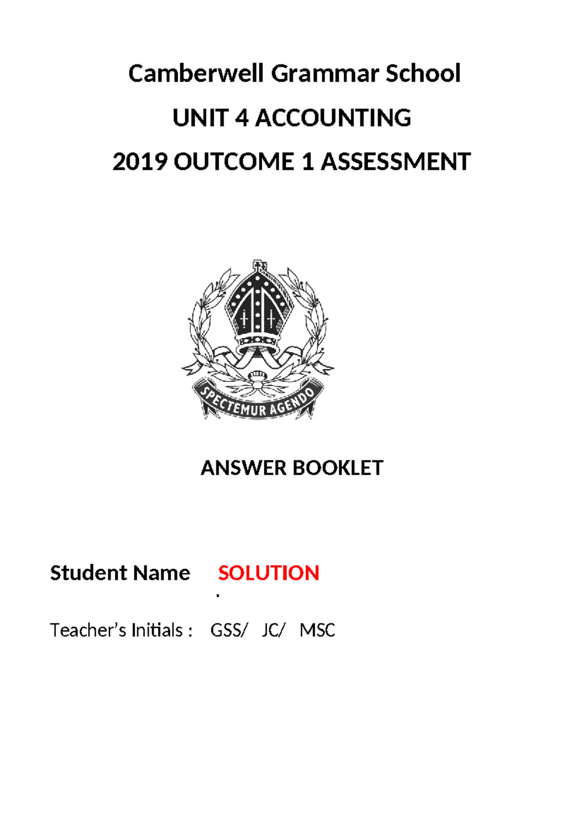 CGS 2019 U4 Accounting Outcome 1 Assessment Solutions - Studocu