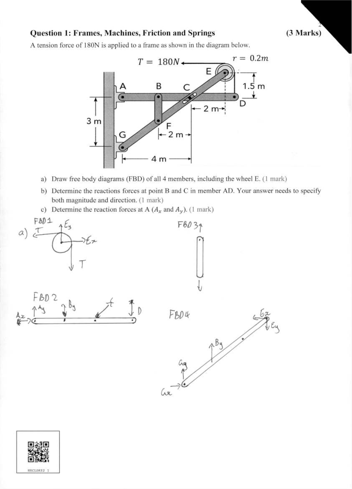 Quiz HKCLDK22: Frames, Machines, Friction & Springs Solutions - Studocu
