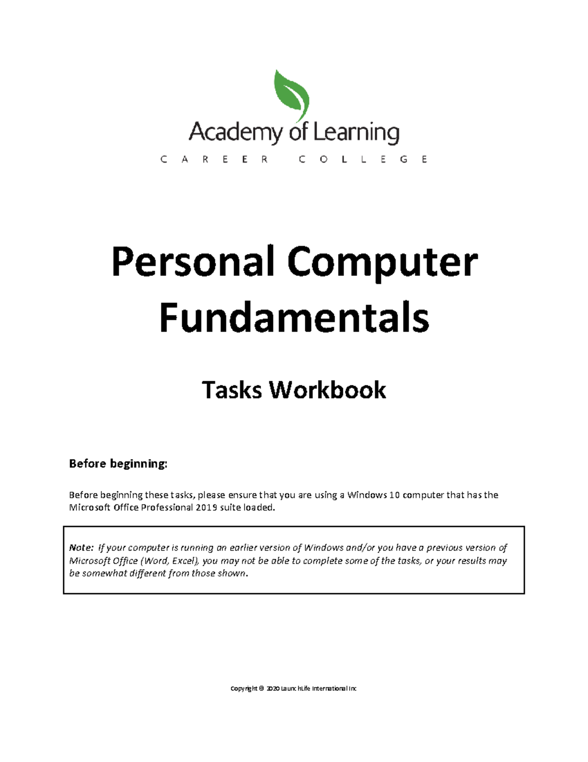 PCF20E Personal Computer Fundamentals: Tasks Workbook & Guide - Studocu
