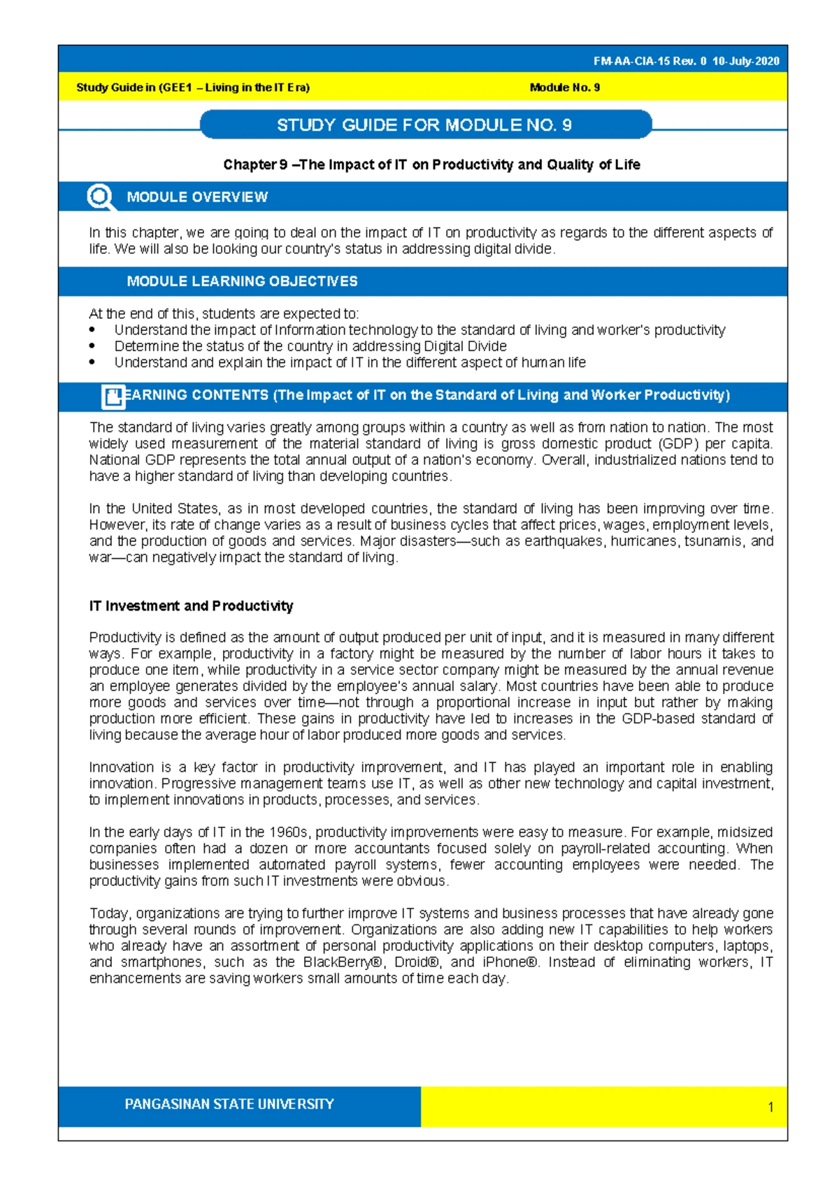 GEE 1 - Module 3 Study Guide: Digital Technology & Social Change - Studocu