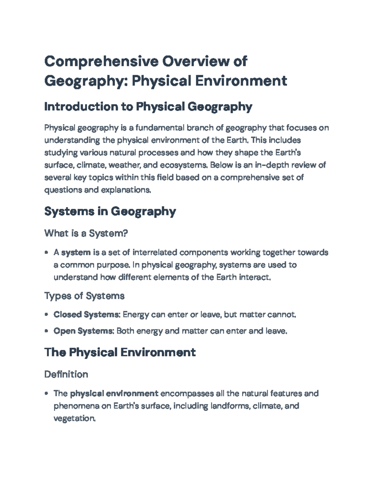 Comprehensive Overview of Physical Geography Concepts and Processes ...