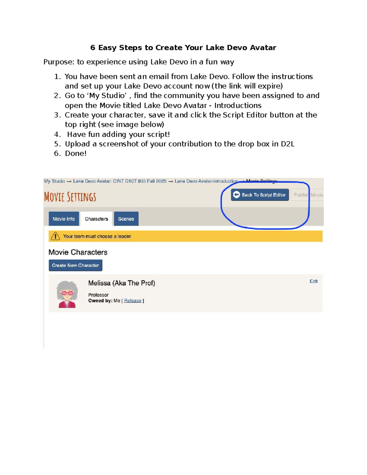 Creating Your Lake Devo Avatar: 6 Simple Steps Guide - Studocu