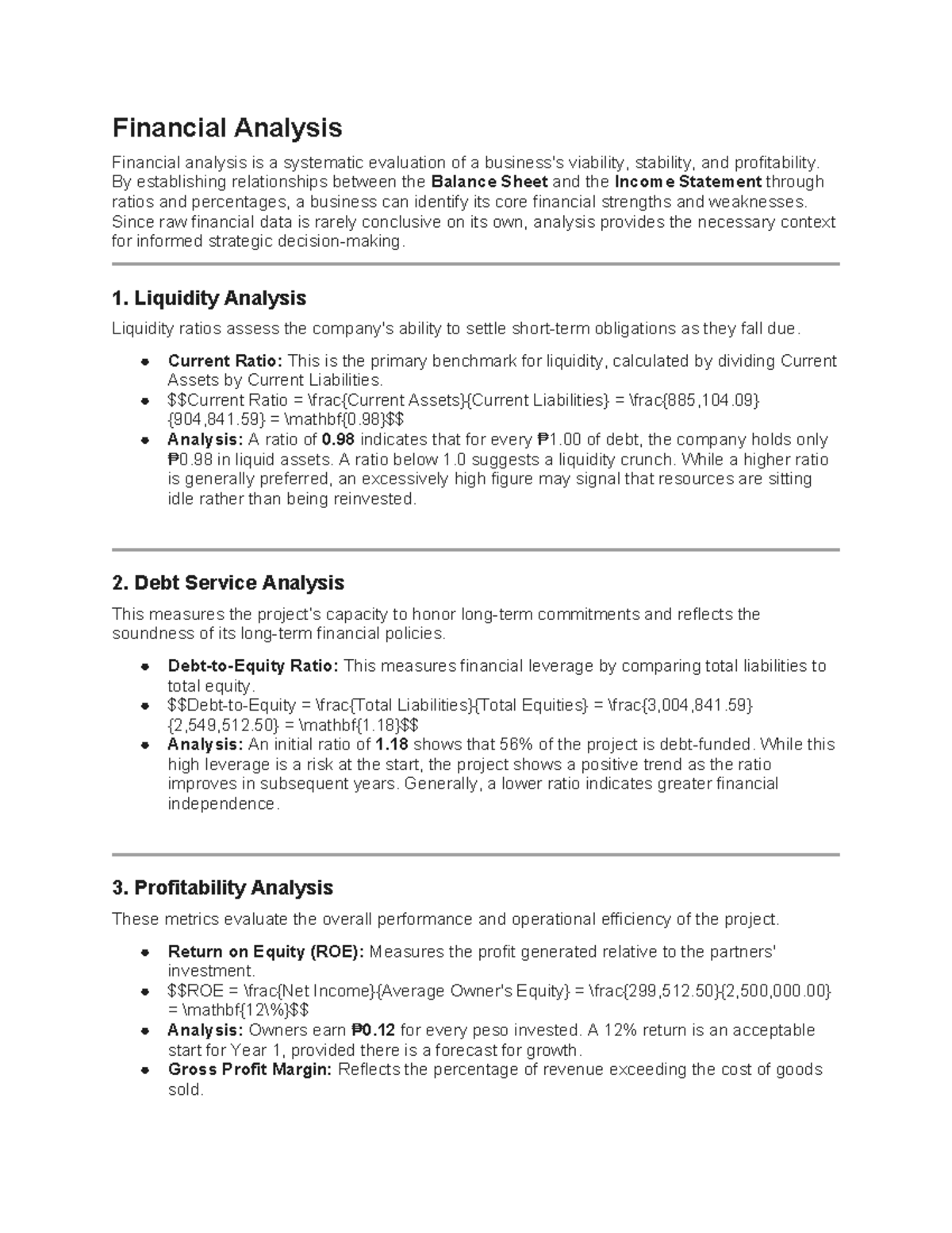 Financial Analysis: Evaluating Viability & Profitability - Studocu