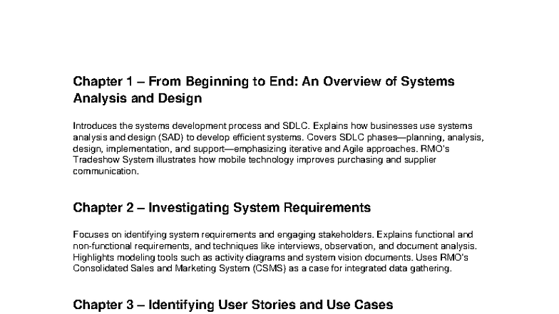 Systems Analysis and Design (SAD) Notes: Comprehensive Overview and ...