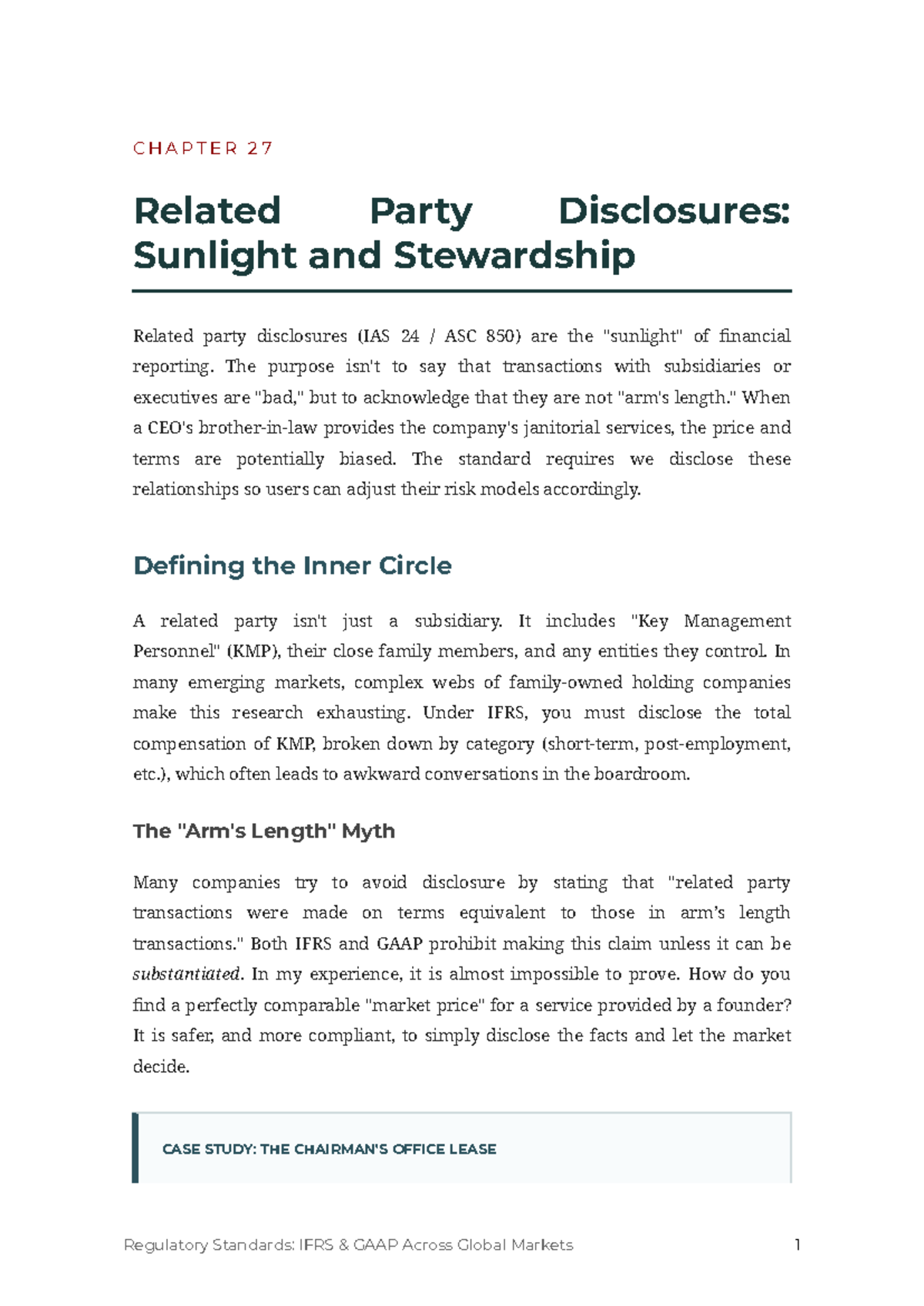 CHAPTER 27: Related Party Disclosures (IAS 24, ASC 850) Insights - Studocu