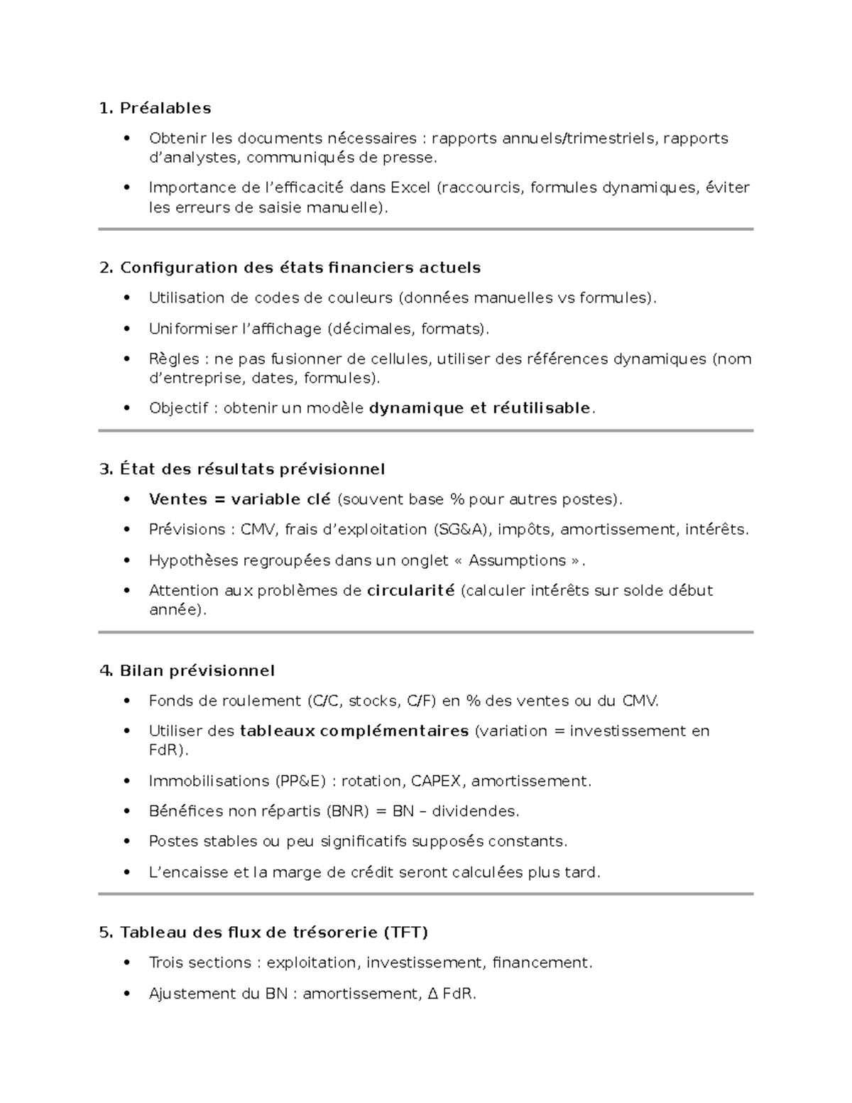 Résumé Cours 5a7 GF : Modèle Financier Dynamique et Prévisions - Studocu