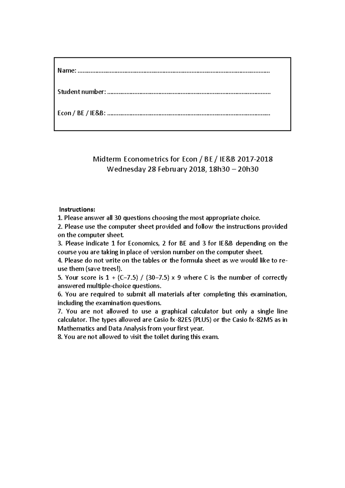 Midterm Exam Notes for Econometrics (Econ BE IE&B) - 28 Feb 2018 ...