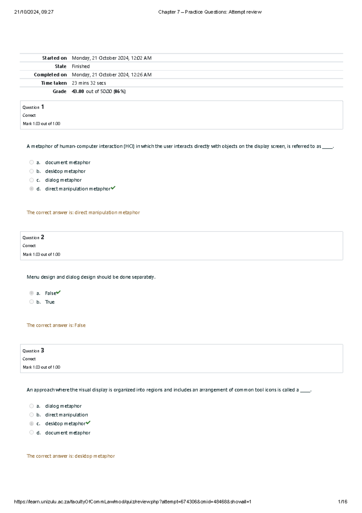 09:27 HCI 101 Chapter 7 Practice Questions Review - Studocu