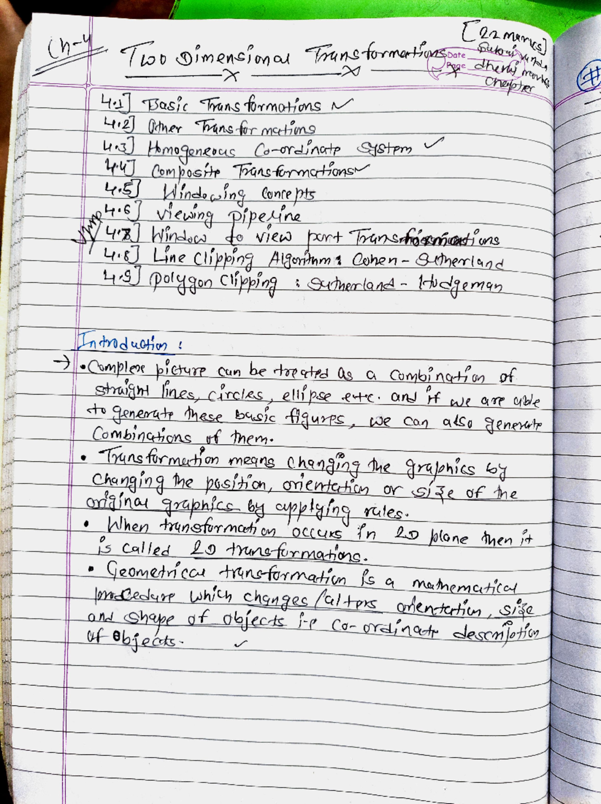 CG ch 4 notes - Computer chapter 4 - L 22 Two Dimensional ...