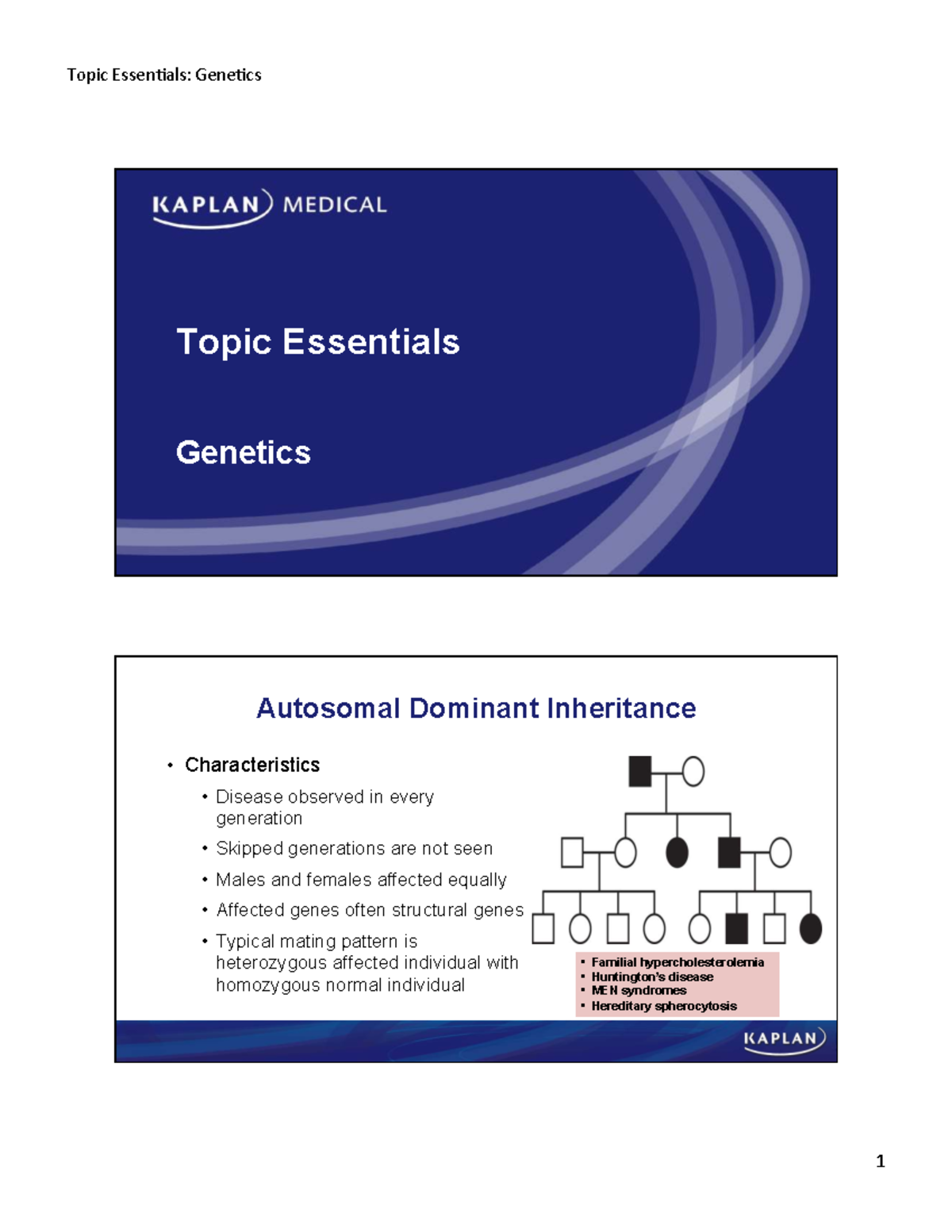 Kaplan Genetics - Autosomal Dominant & Recessive Inheritance Overview ...