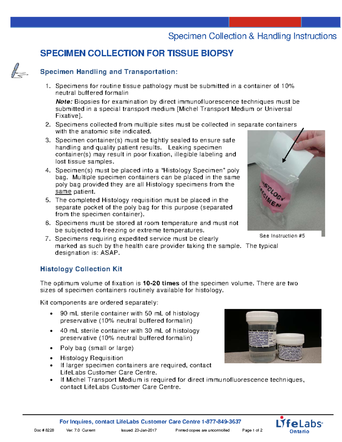 Tissue Biopsy Specimen Handling & Collection Guidelines - Studocu