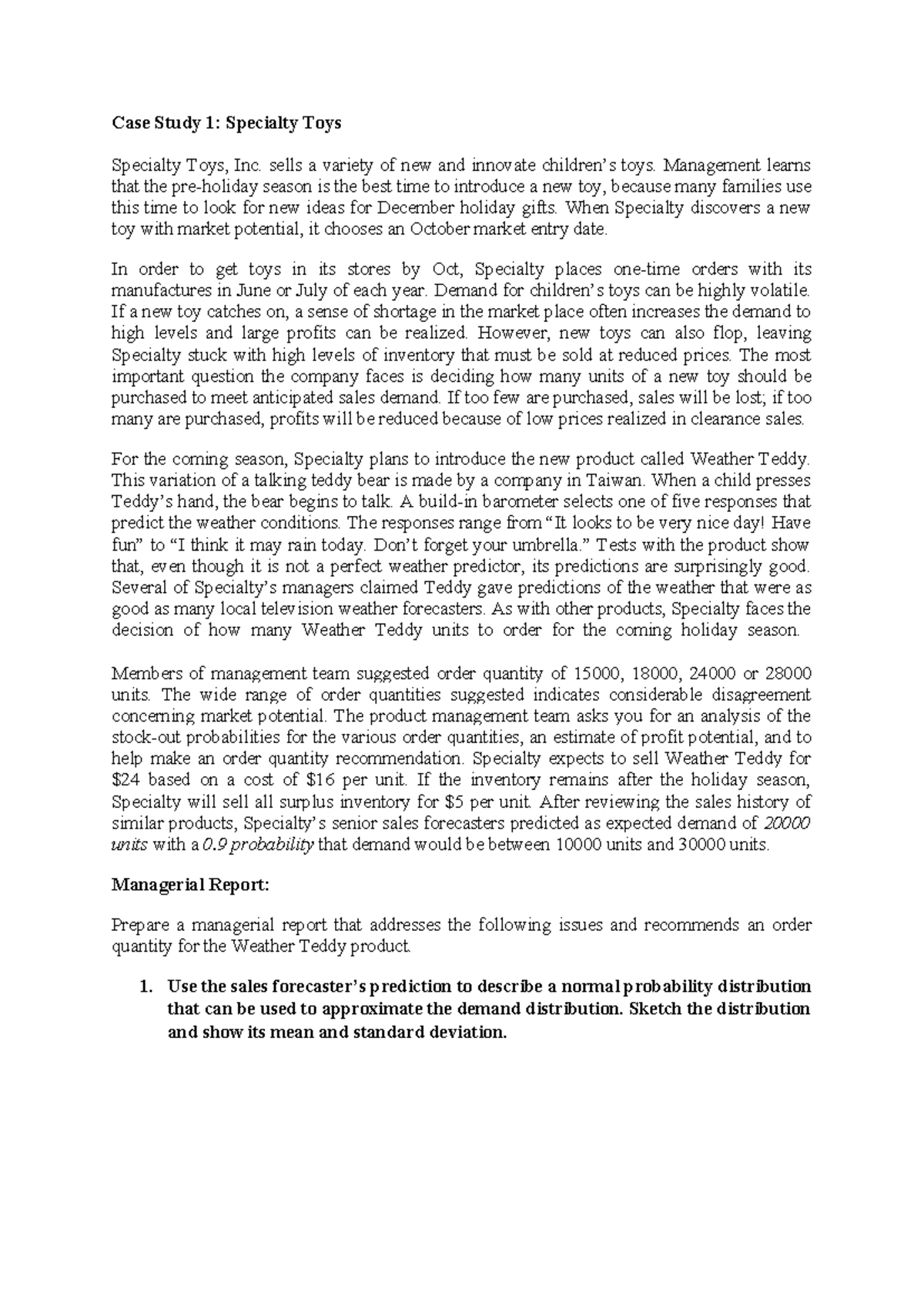Business Statistics Case Study: Order Quantity Analysis for 'Weather ...