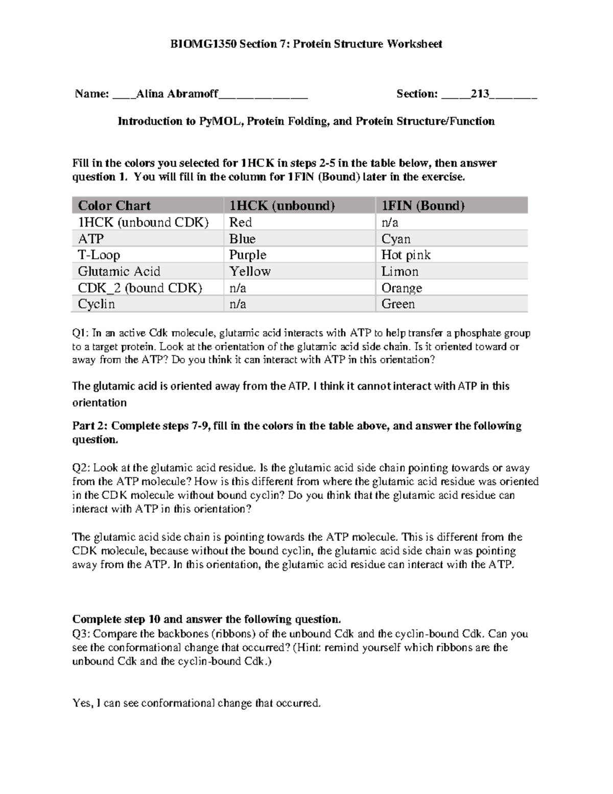 F20 S03 Protein Structure Worksheet - BIOMG1350 Section 7: Protein ...