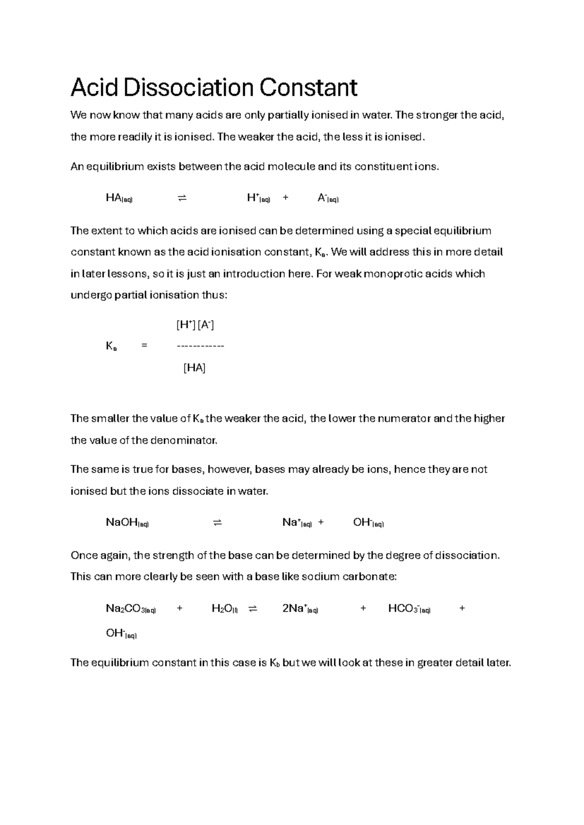 Acid Dissociation Constant: Understanding Ka and Ionization Equilibria ...