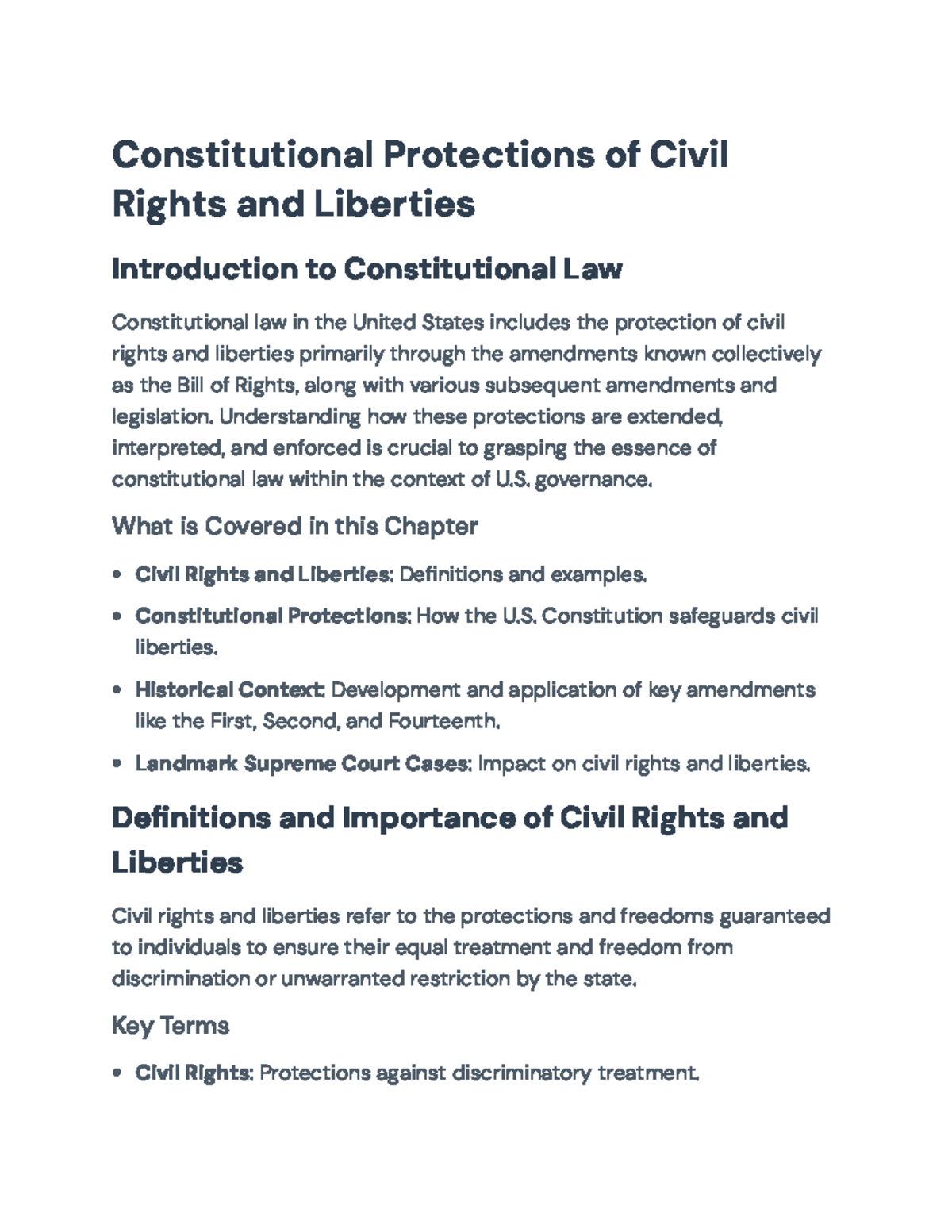 Constitutional Protections of Civil Rights and Liberties: An Overview ...