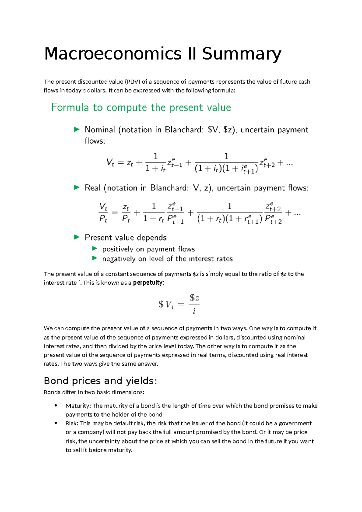 Macroeconomics II: Key Concepts & Theories Summary - Studocu