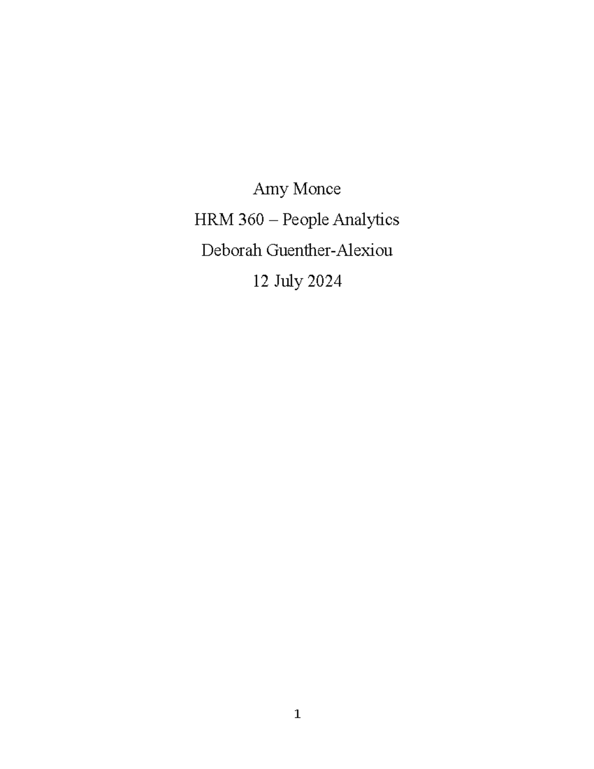 Data and Business Functions - Amy Monce HRM 360 – People Analytics ...