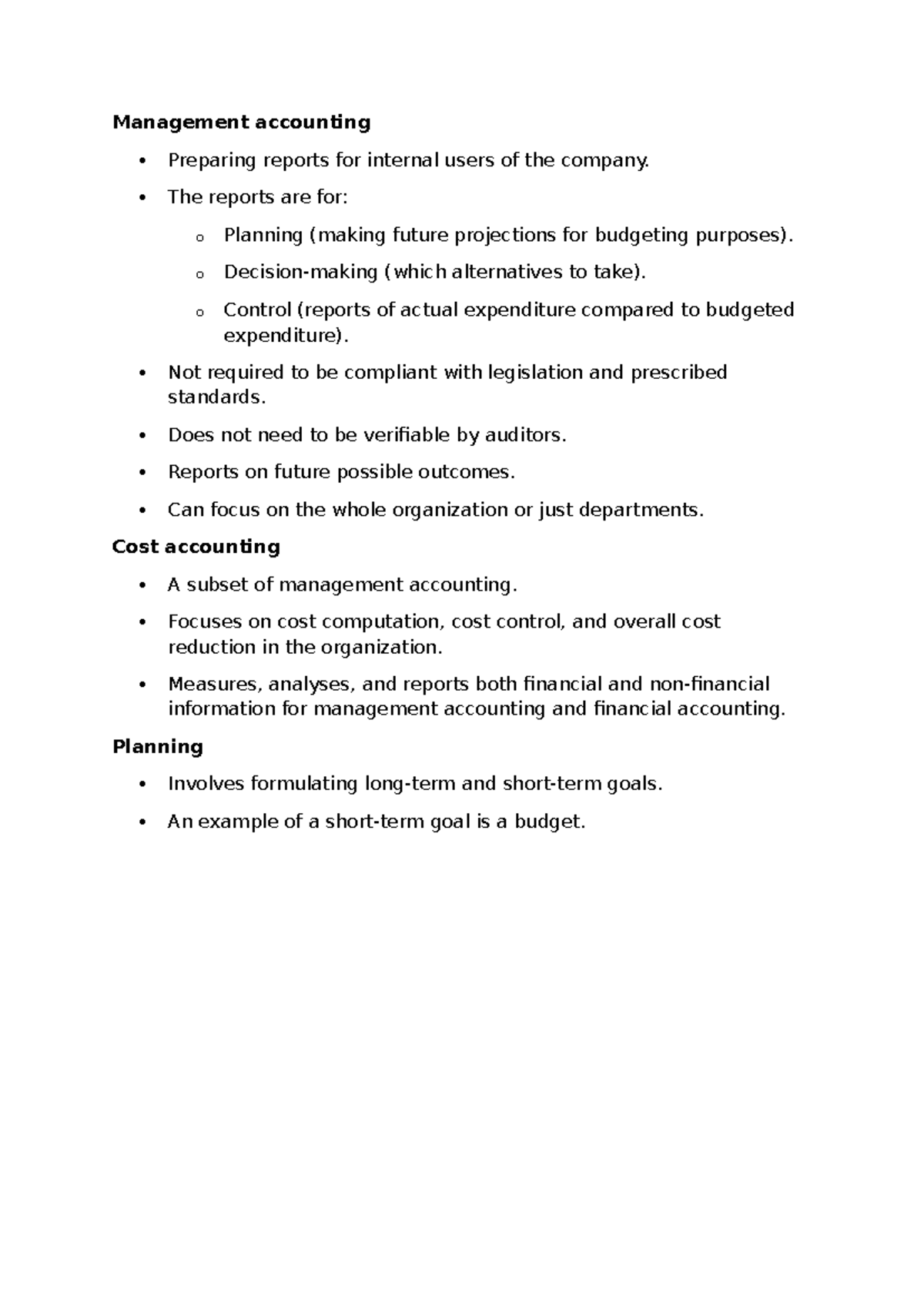 MAC2601 - Lecture Summary on Management and Cost Accounting - Studocu
