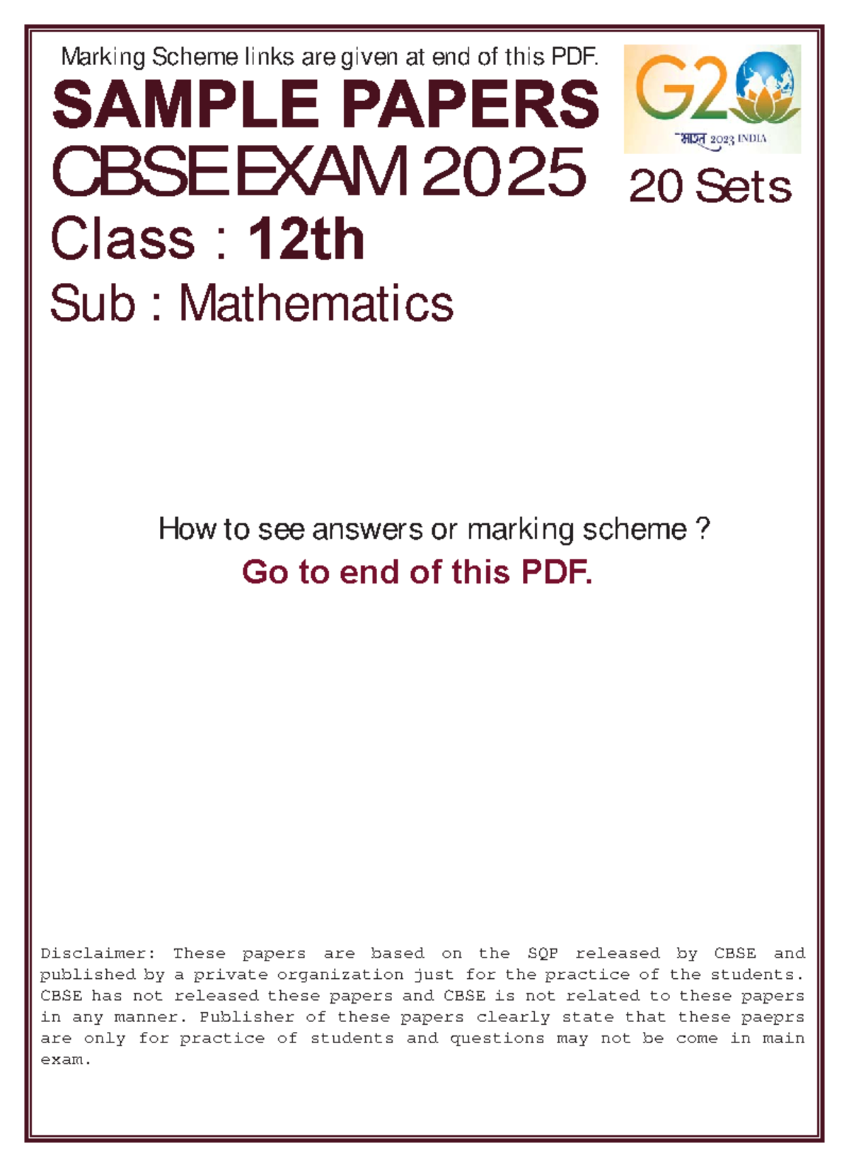 G20 Mathsematics 12th - Mmmmm - Class : 12th Sub : Mathematics How to ...