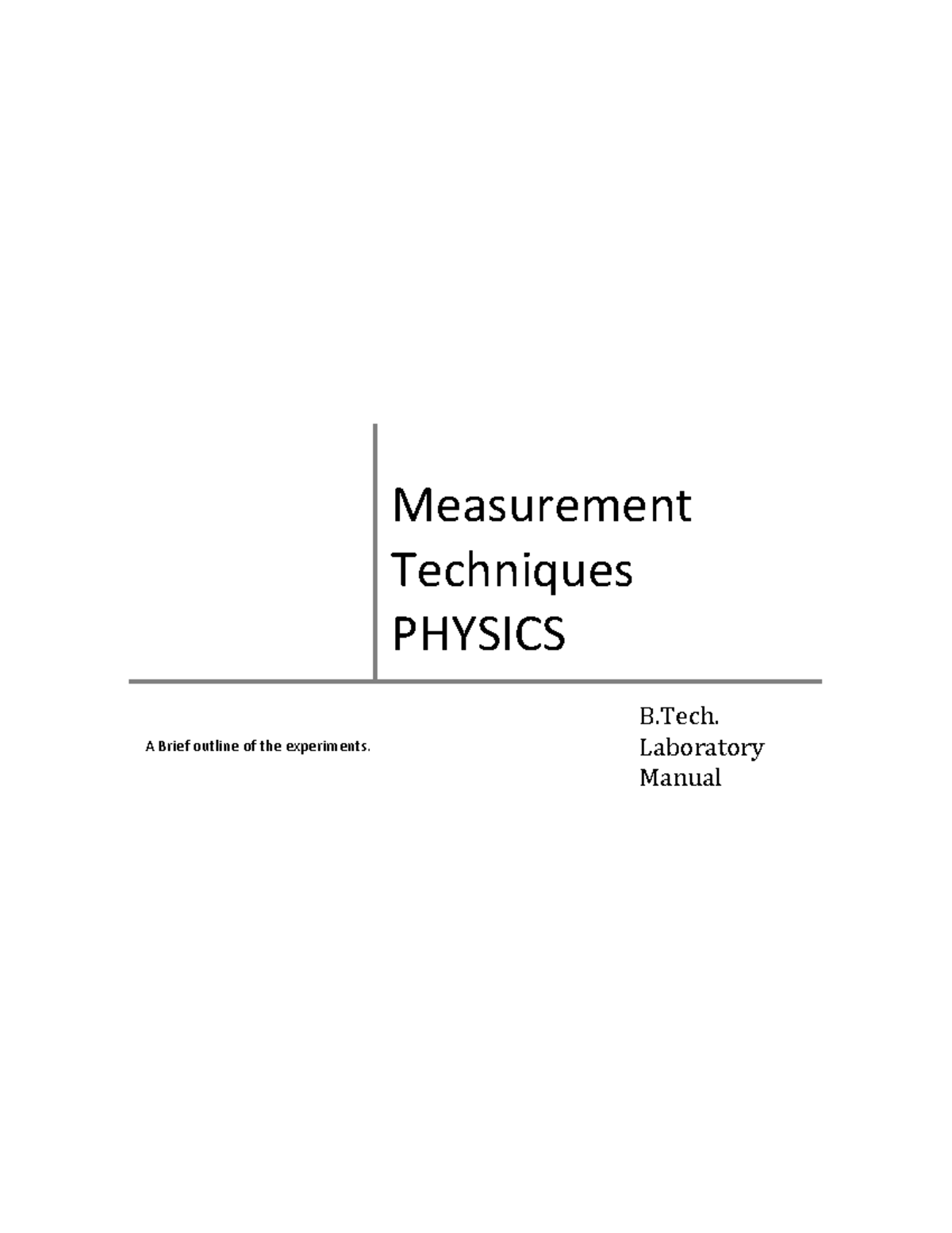 B.Tech. PHYSICS Lab Manual - Measurement Techniques and Experiments ...
