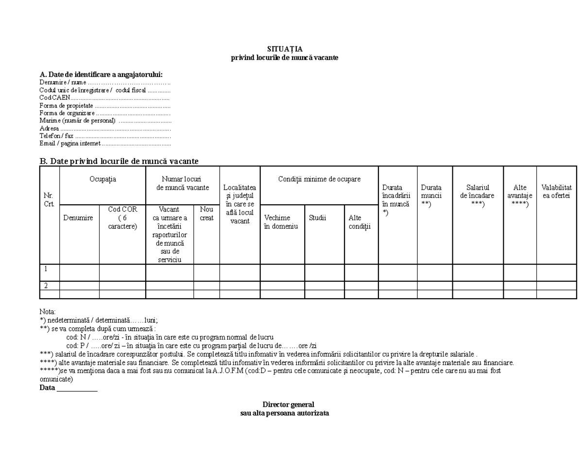 Notificare somaj pentru salariat - Anexa 01A Model Detaliat - Studocu