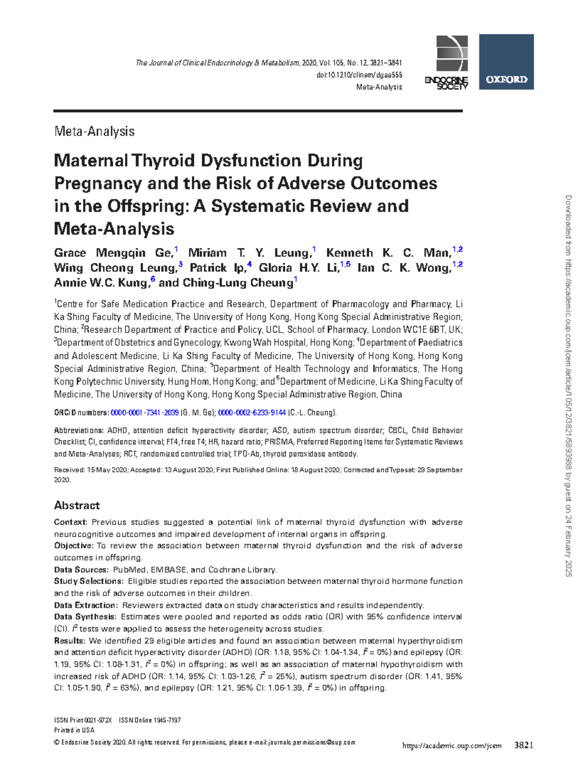 Maternal Thyroid Dysfunction and Offspring Outcomes: A Systematic ...