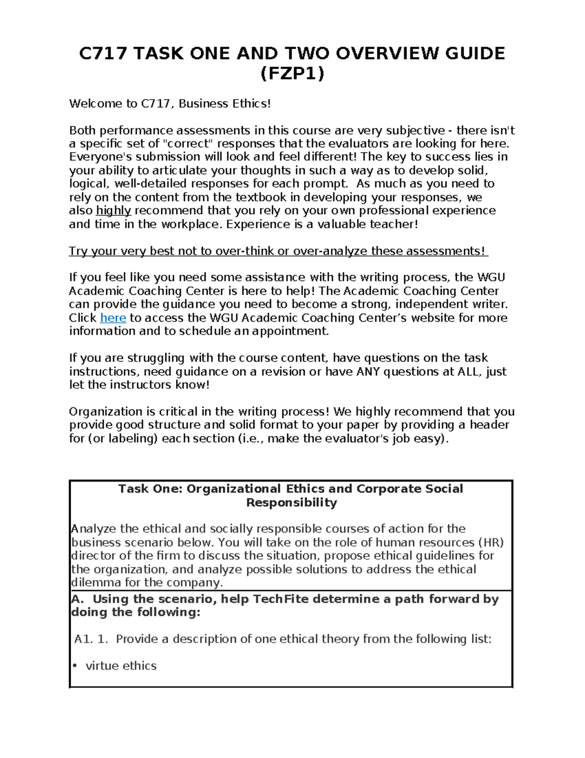 C717 TASK ONE & TWO OVERVIEW GUIDE (FZP1) - Studocu