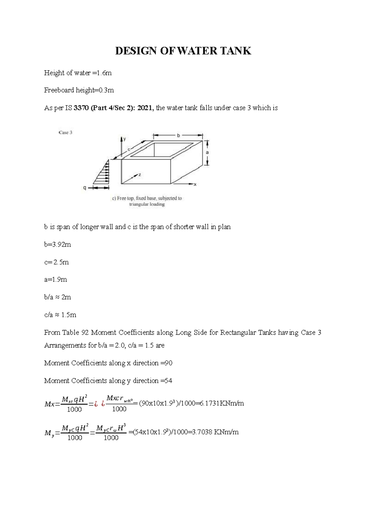 Design of Water Tank as per IS 3370 (Part 2): 2021 Guidelines - Studocu