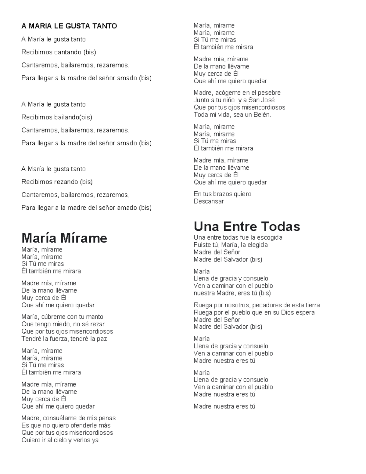 A María le Gusta Tanto - Canciones y Letra - Studocu