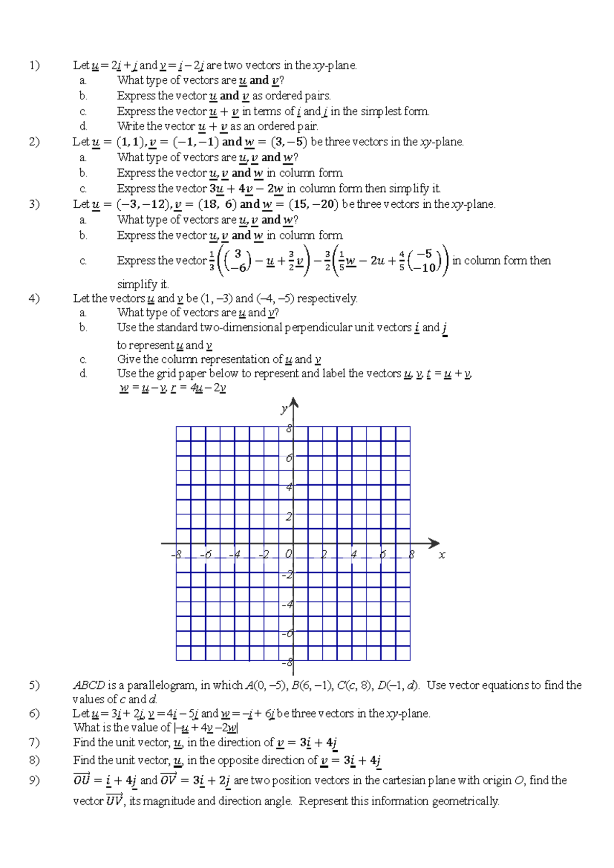 Vectors Revision for Task 2: Understanding Vector Types and Operations ...