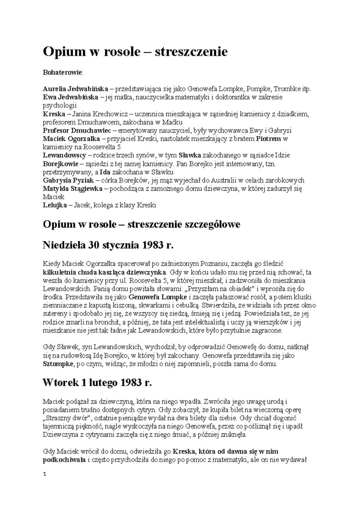 Opium W Rosole Sprawdzian Z Treści