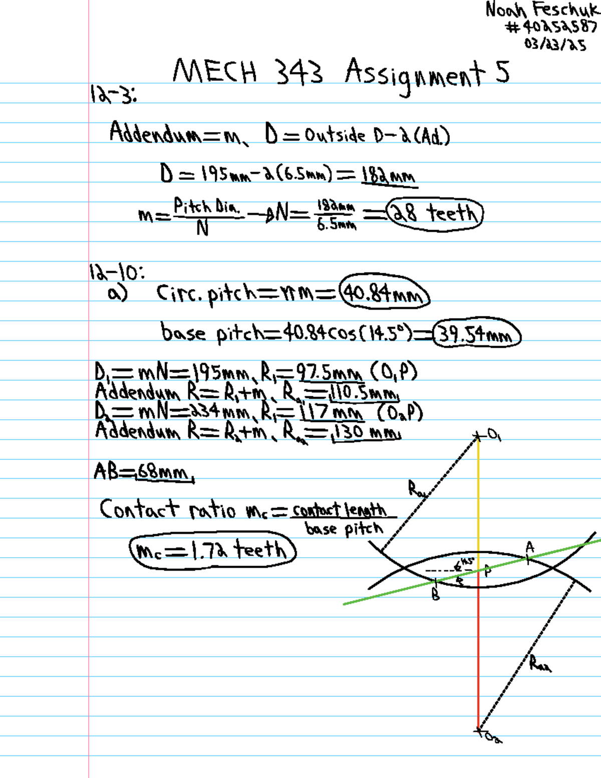 MECH 343 Assignment 5 - Gear Ratios and Calculations Analysis - Studocu