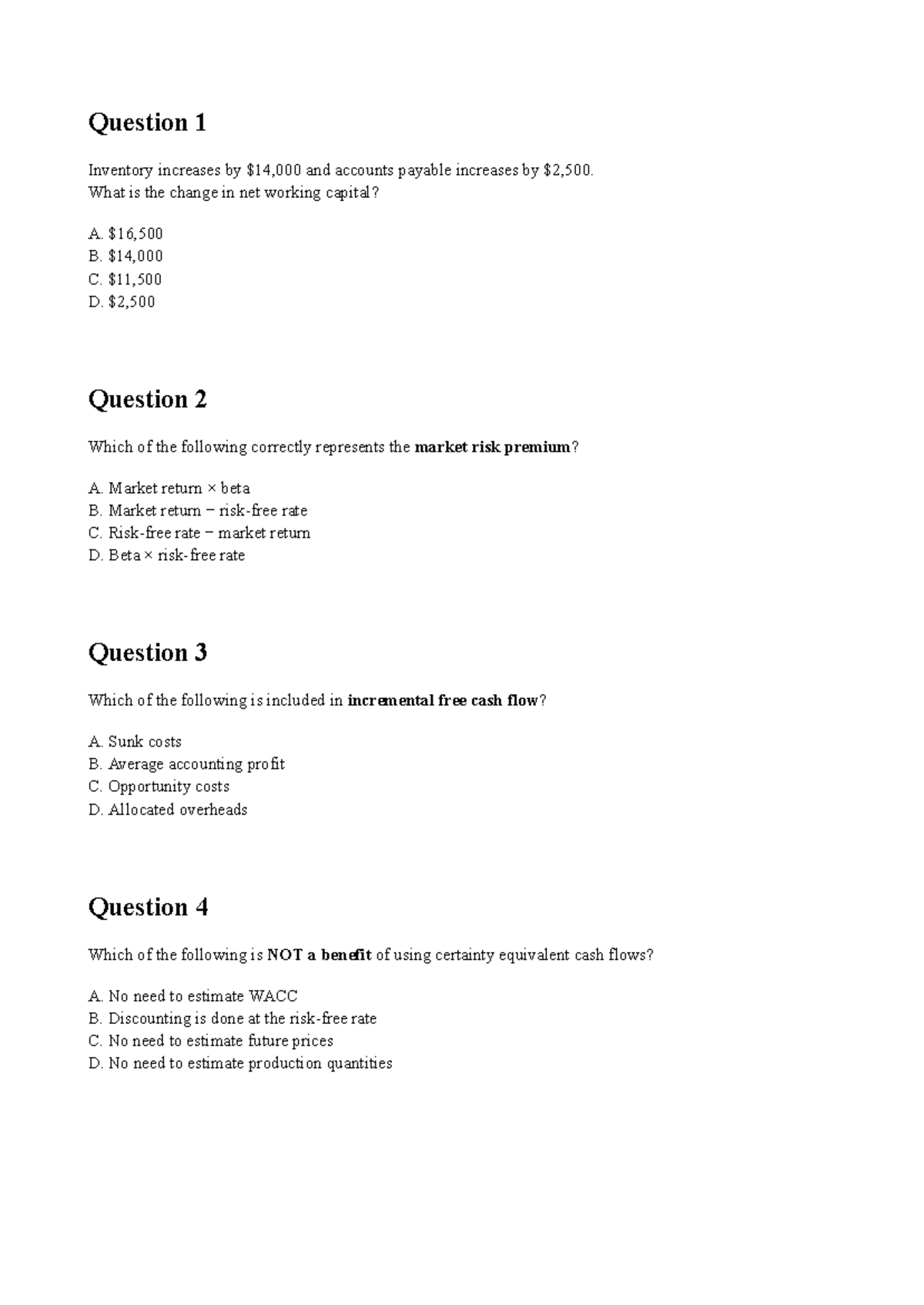 FINC2012 Mid Semester Exam Questions S2 2025 - Studocu