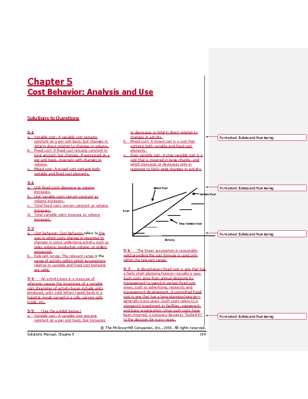 Chapter 5 Cost Behavior Analysis: Solutions and Insights (MGR 101 ...