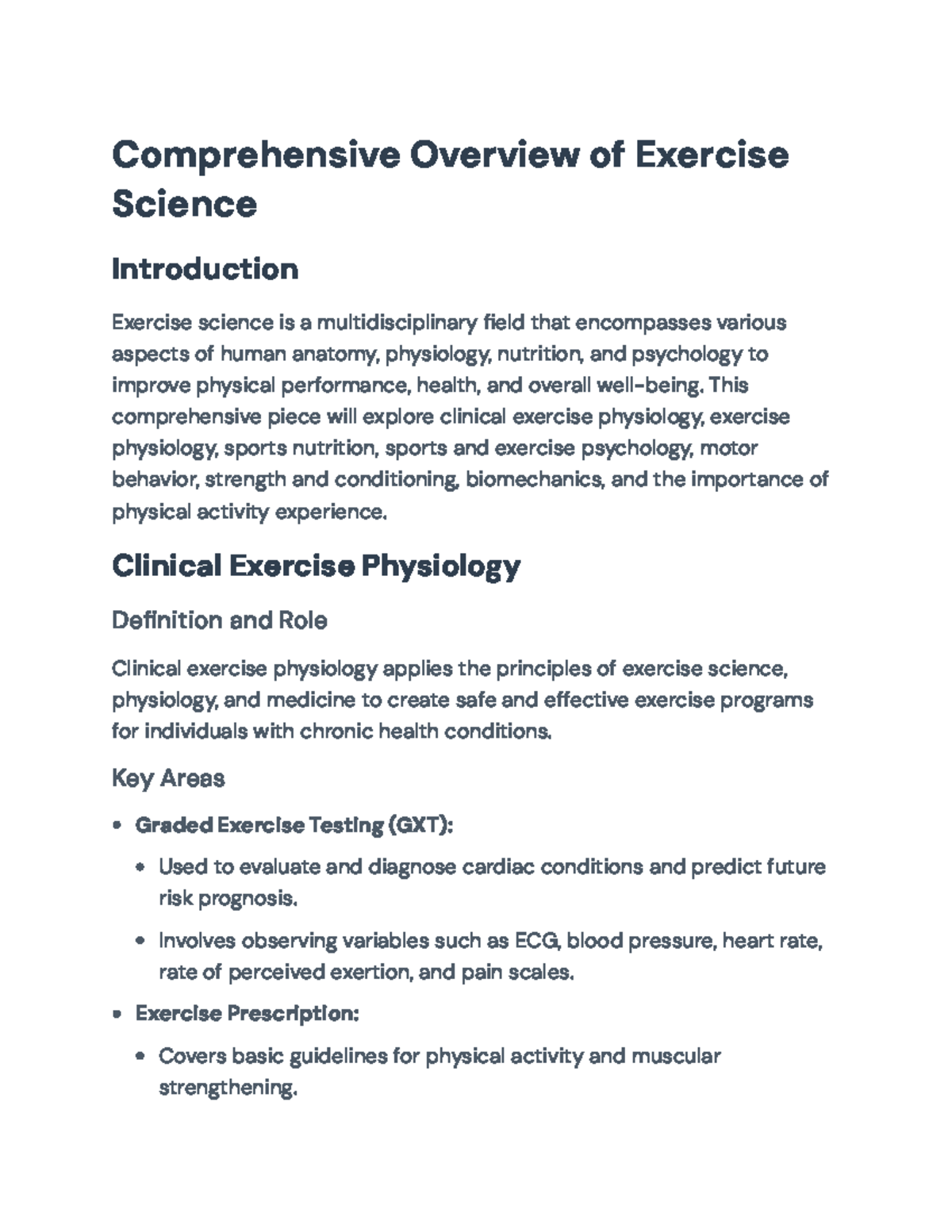 Comprehensive Overview of Exercise Science and Its Applications ...