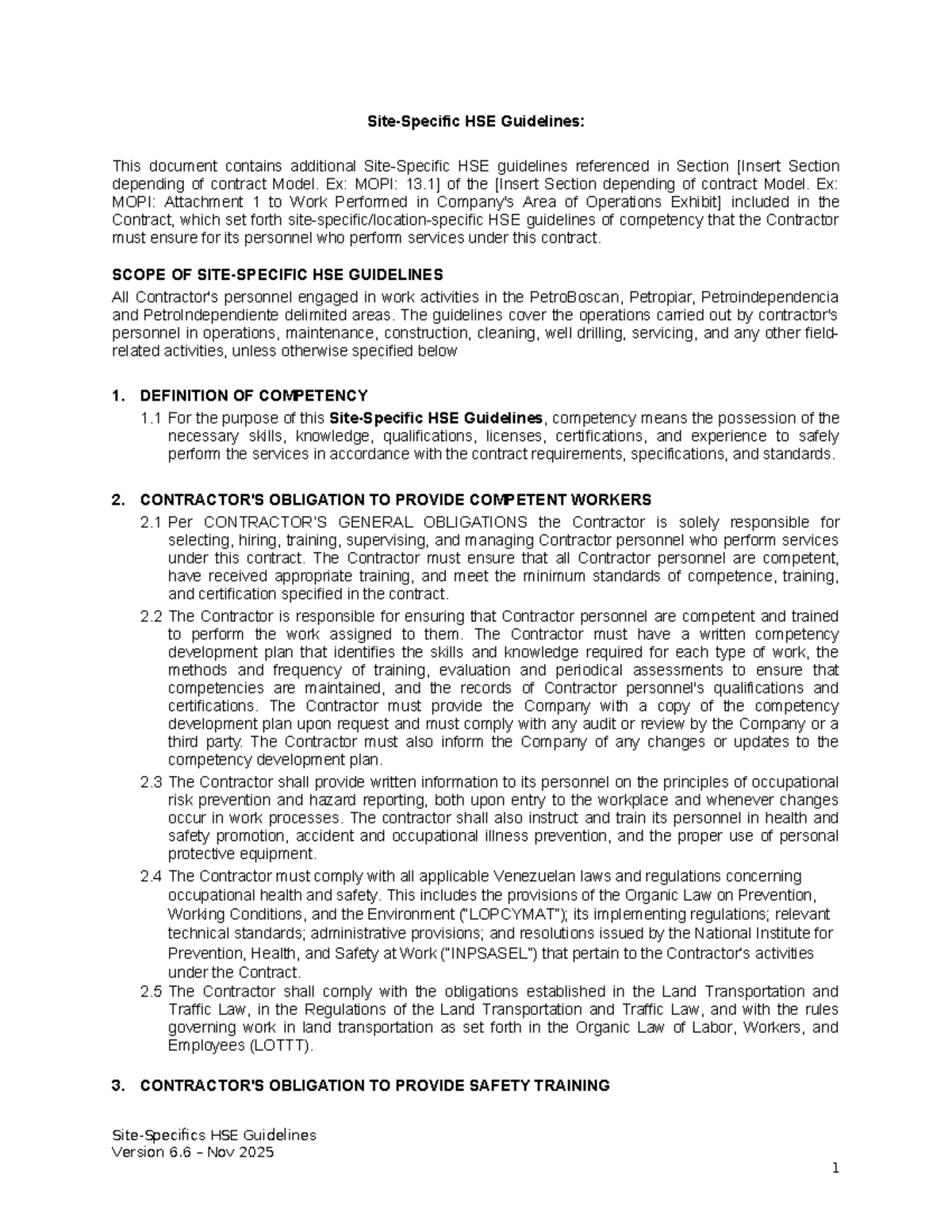Site-Specific HSE Guidelines Rev 6.6 for Contractor Personnel - Studocu