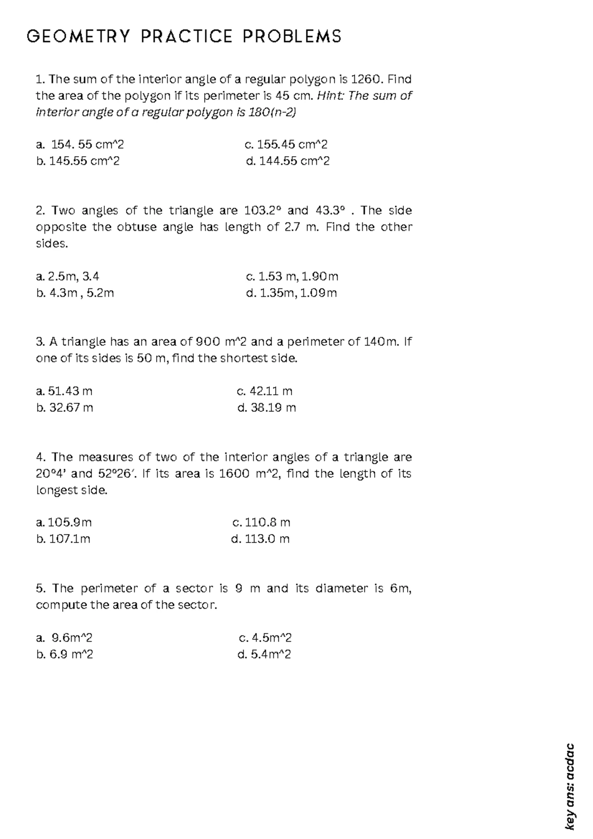 Refresher Handout for Advanced Math (MATH101) Examination - Studocu