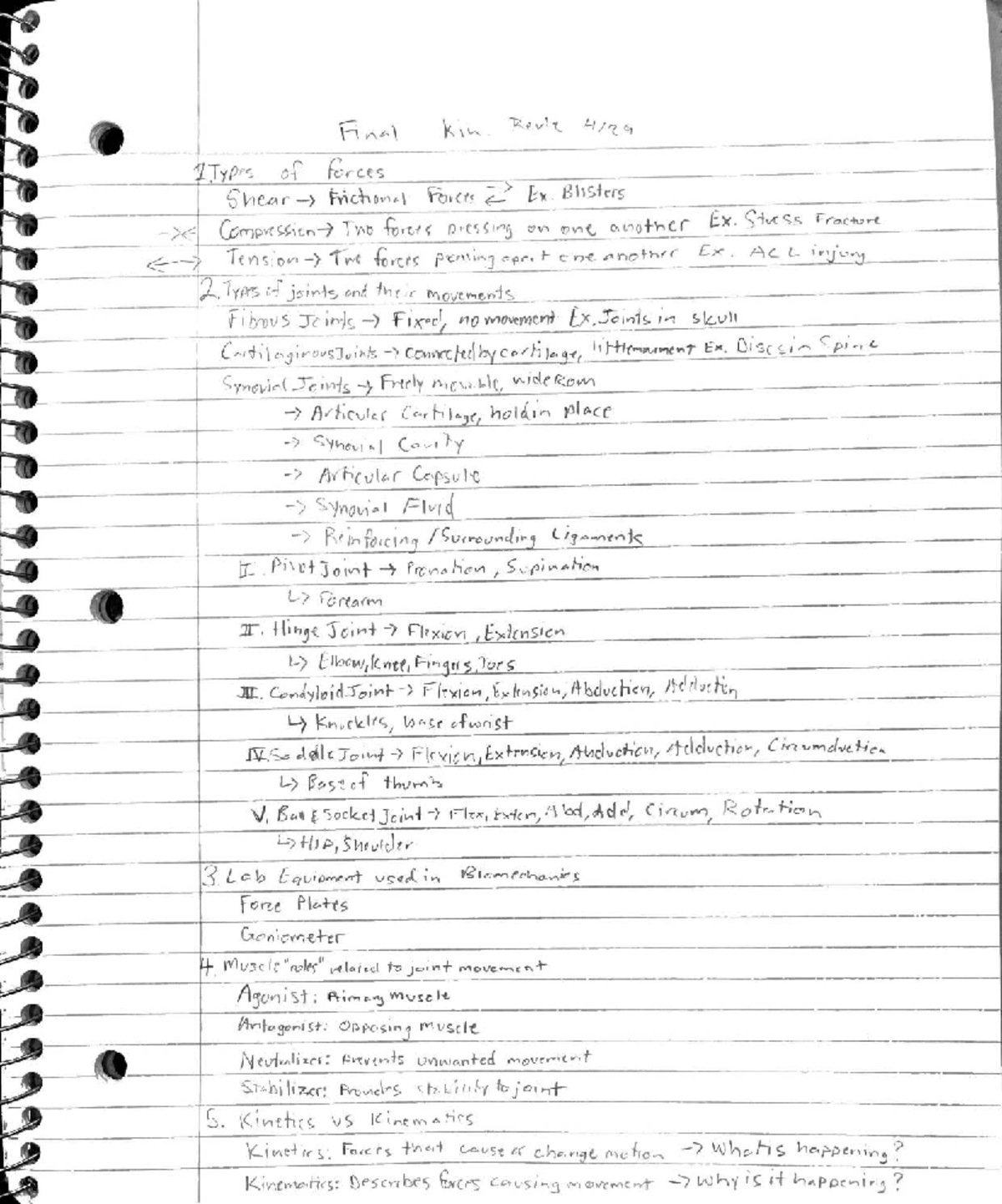 Kin 101: Final Review Notes for Exam Preparation - Final kin Revie ...