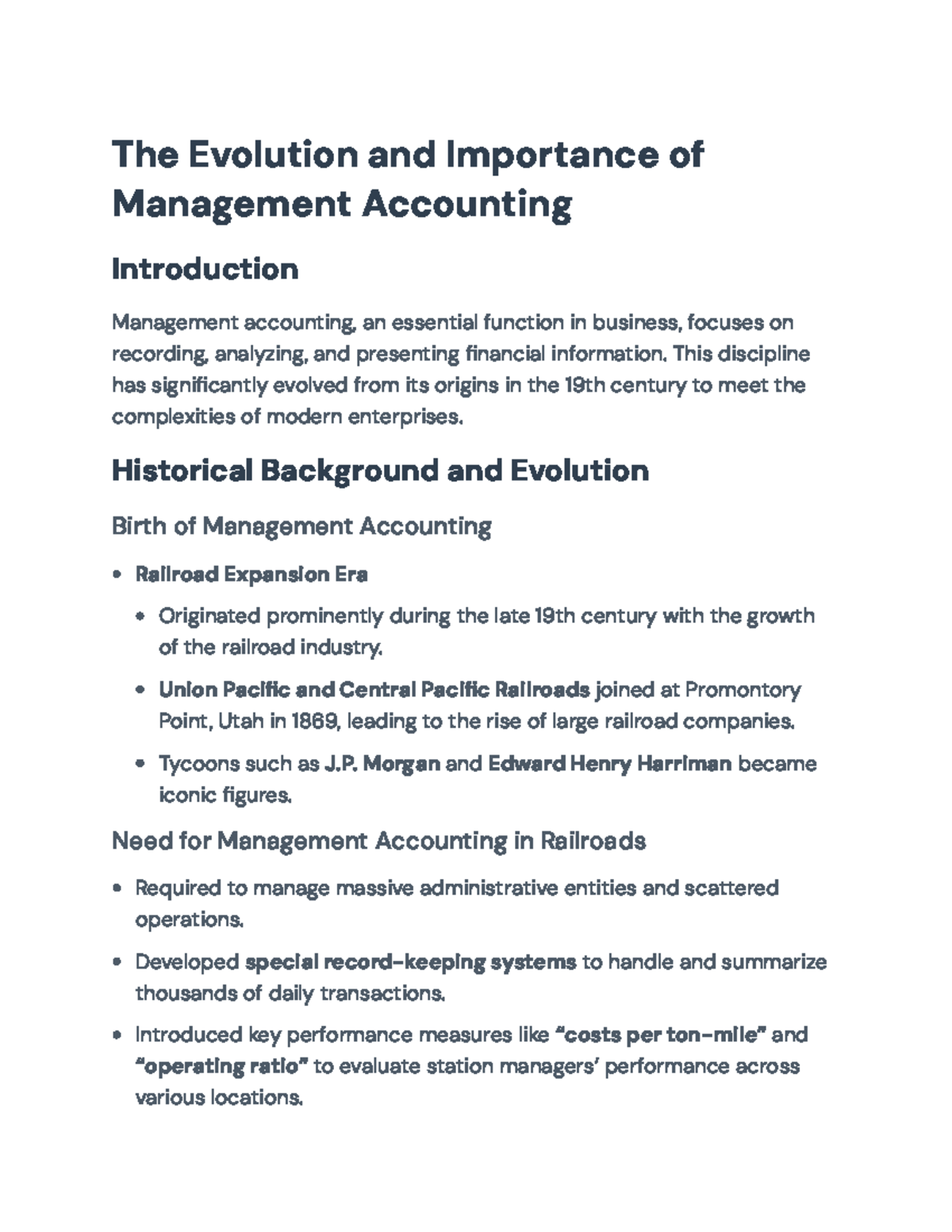 Evolution and Importance of Management Accounting: Insights ...