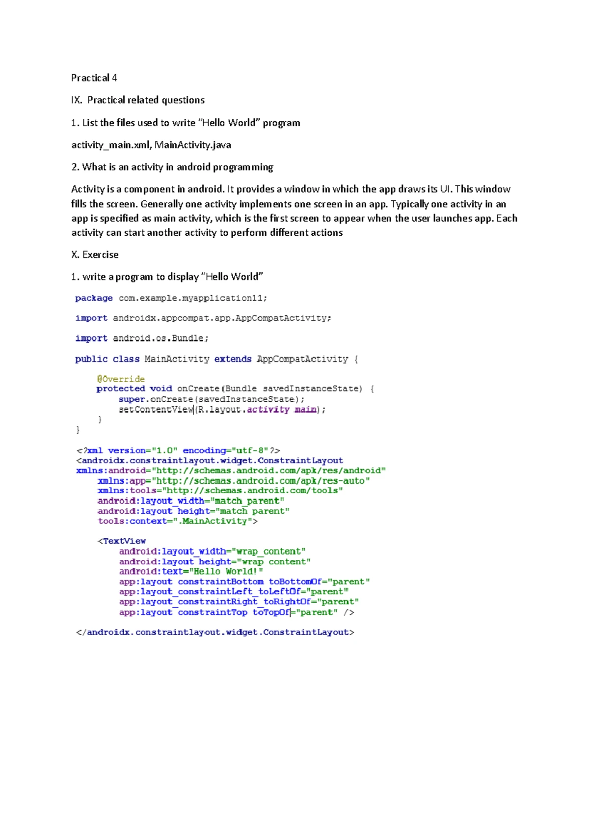 Practical 17: Activity Lifecycle and Sensor Implementation Notes - Studocu