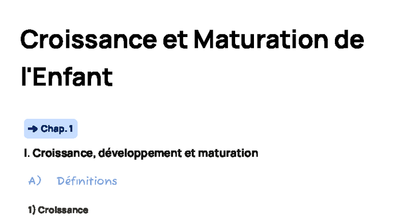 Fiche de Cours sur la Croissance et Maturation - Chap. 1 - Studocu