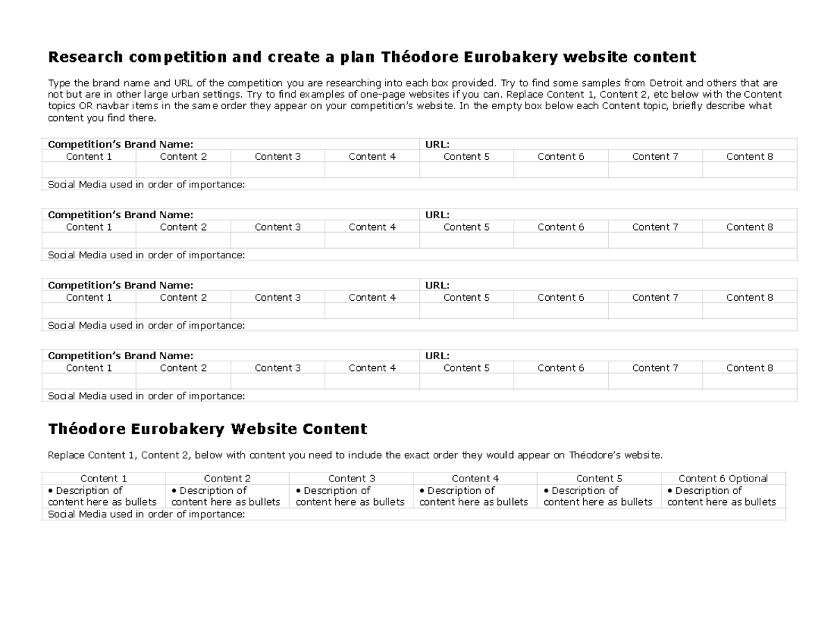 Competition Analysis - LAYOUT AND COMP - Research competition and ...