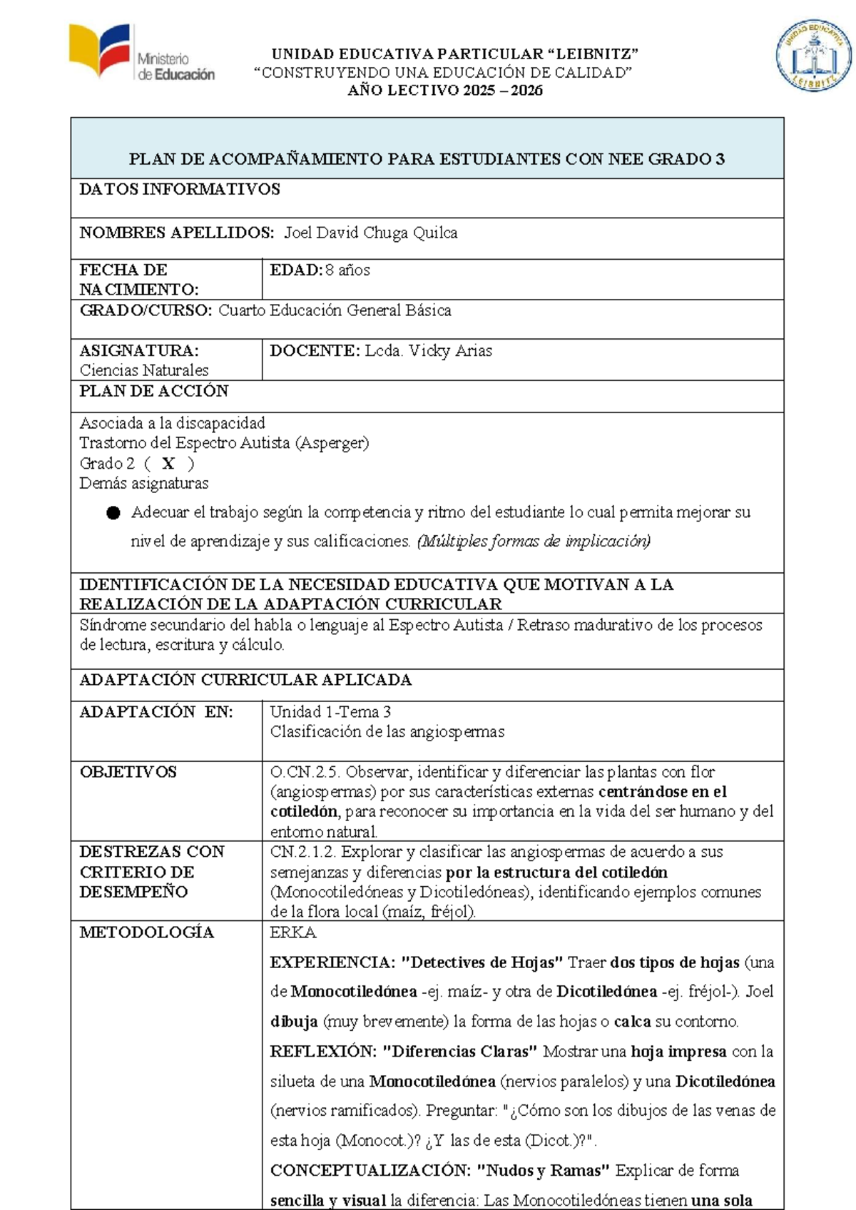 NEE 3-JOEL U1-T3 - Planificación Educativa para Estudiantes con NEE ...