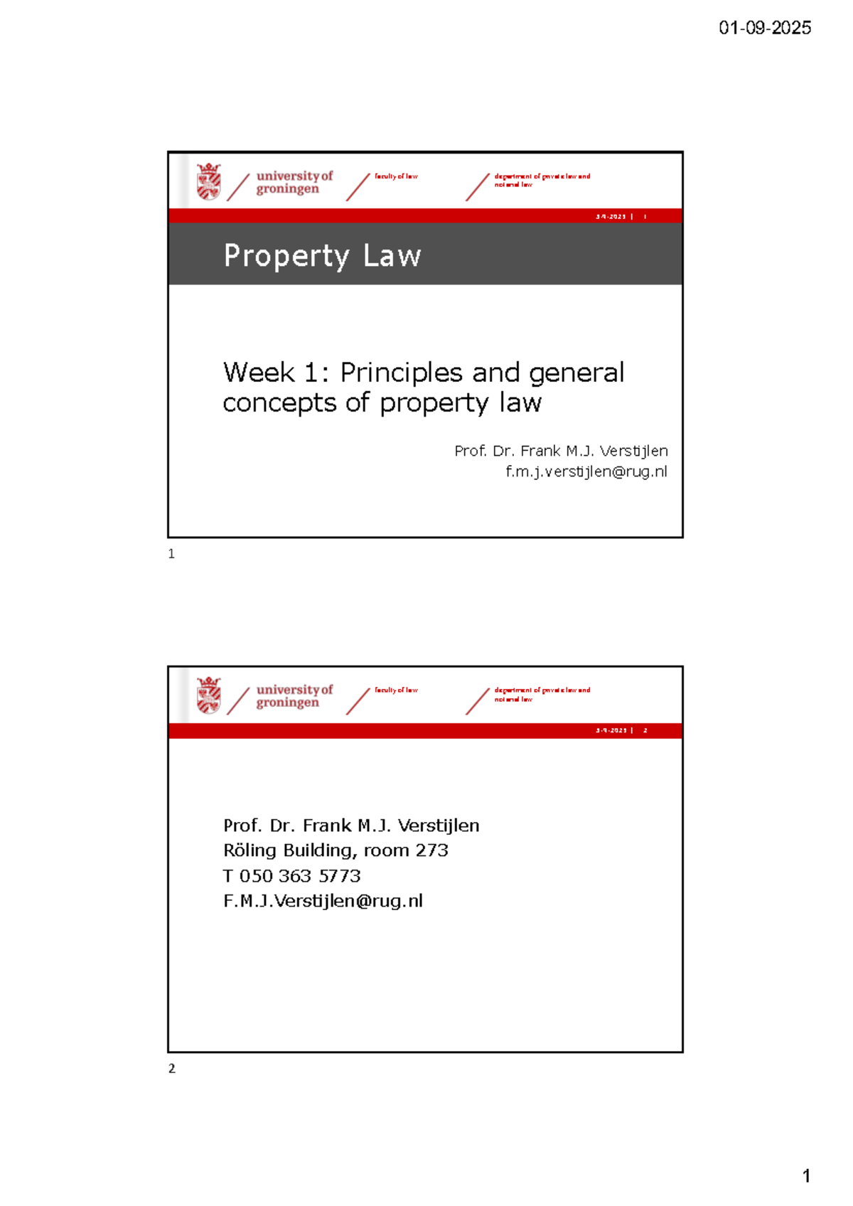 250903 Property Law Week 1: Principles & General Concepts - Studeersnel