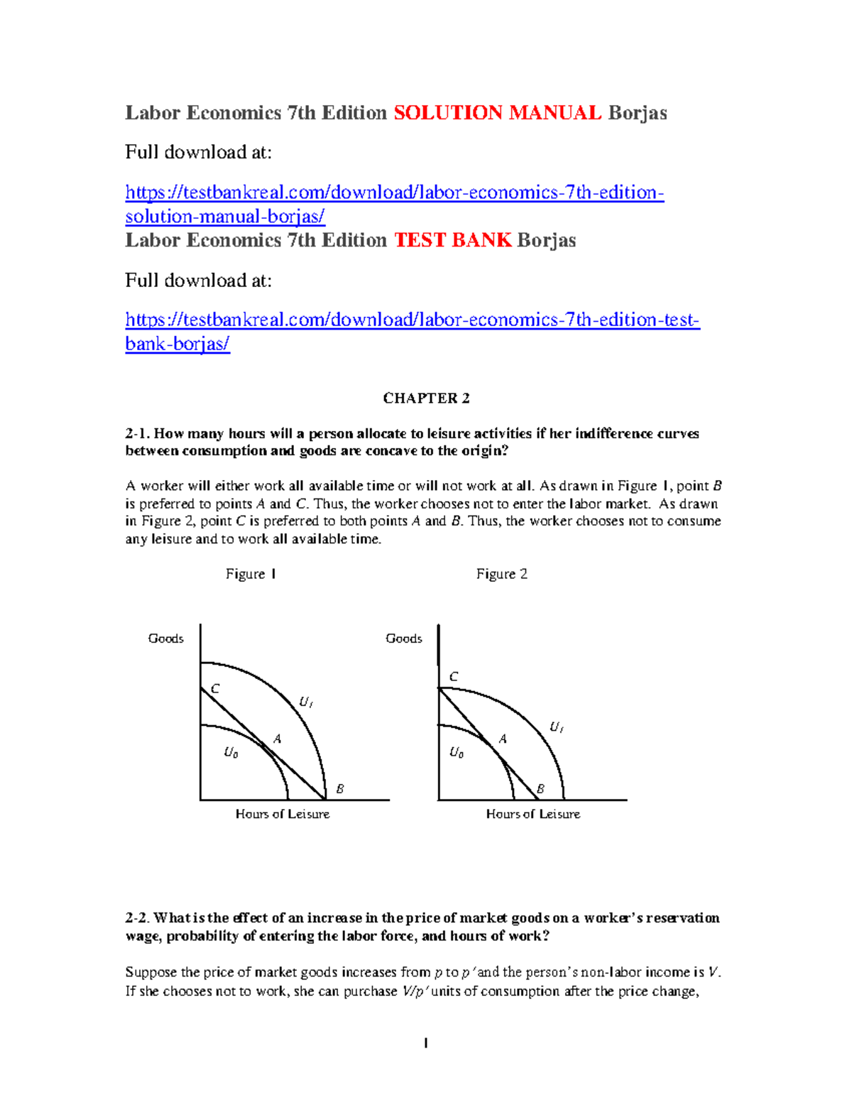 Labor Economics (ECON 310) 7th Edition Solution Manual by Borjas - Studocu